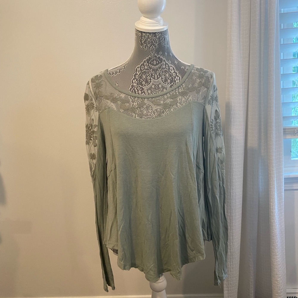 Free People Romantics Olive Green Mesh Paneling